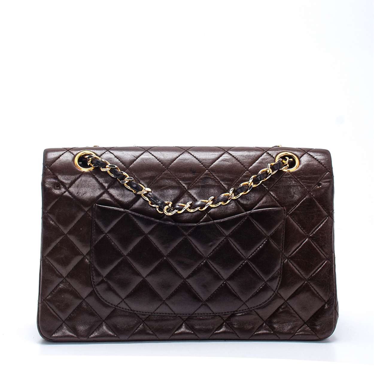 Chanel - Brown Quilted Lambskin Leather Vintage 2.55 Double Flap Bag 